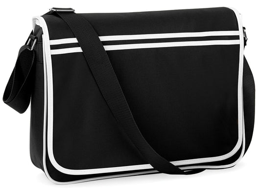 Sacoche messenger style rétro  — coloris Black / White #Couleur_Black-/-White