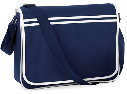 Sacoche messenger style rétro  — coloris Navy / White #Couleur_Navy-/-White