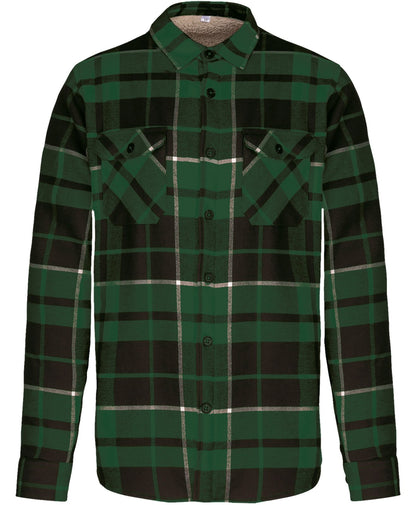 Surchemise à carreaux doublée sherpa homme — coloris Forest Green / Black Checked #Couleur_Forest-Green-/-Black-Checked