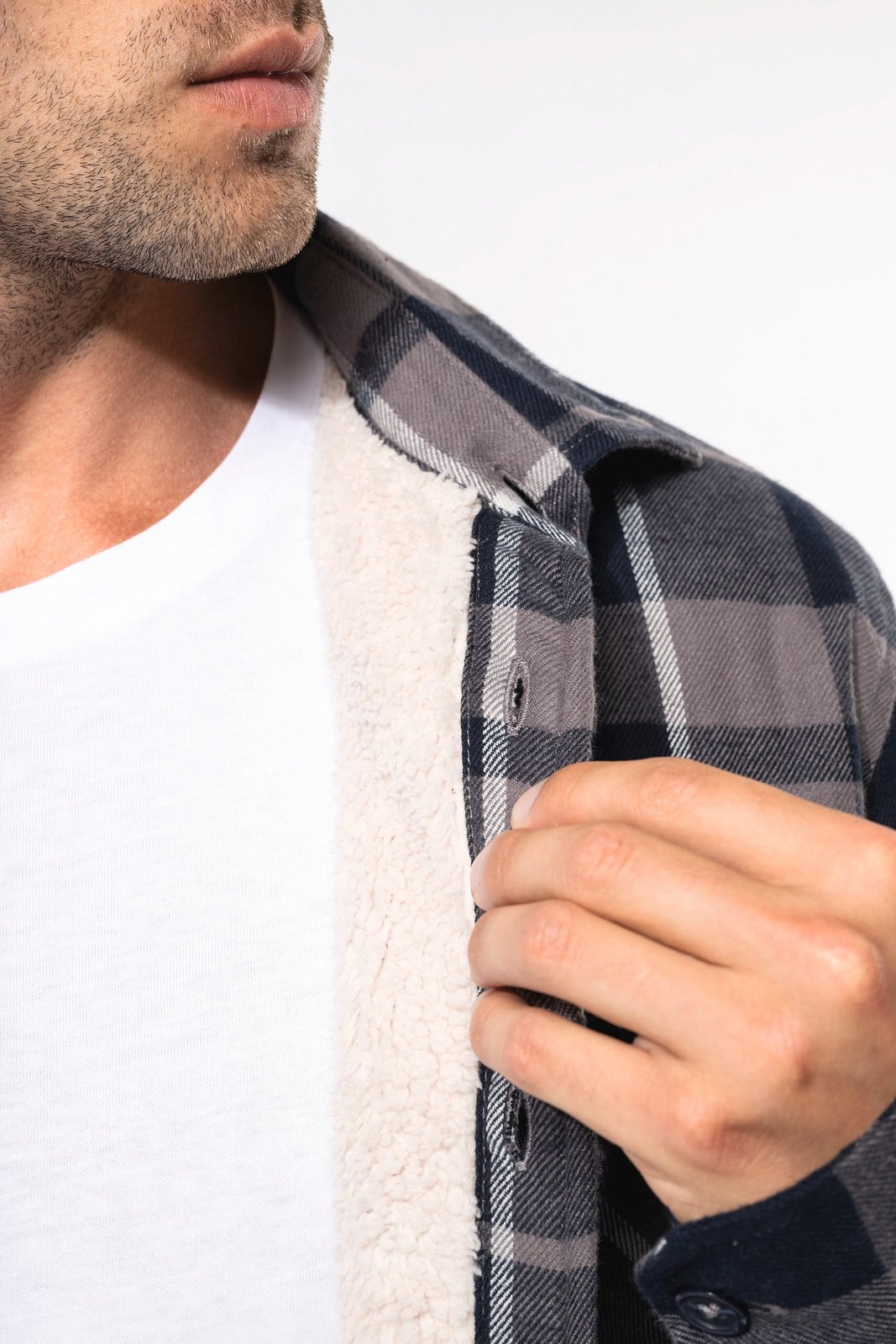 Surchemise à carreaux doublée sherpa homme