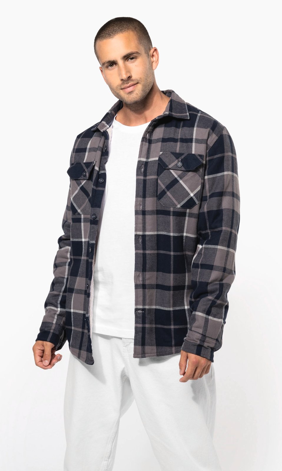 Surchemise à carreaux doublée sherpa homme