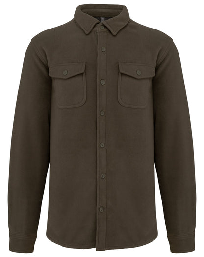 Surchemise polaire doublée sherpa polaire homme — coloris Dark Khaki / Storm Grey #Couleur_Dark-Khaki-/-Storm-Grey