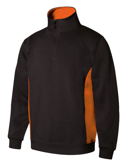 Sweat bicolore col zippé — coloris Black / Orange #Couleur_Black-/-Orange