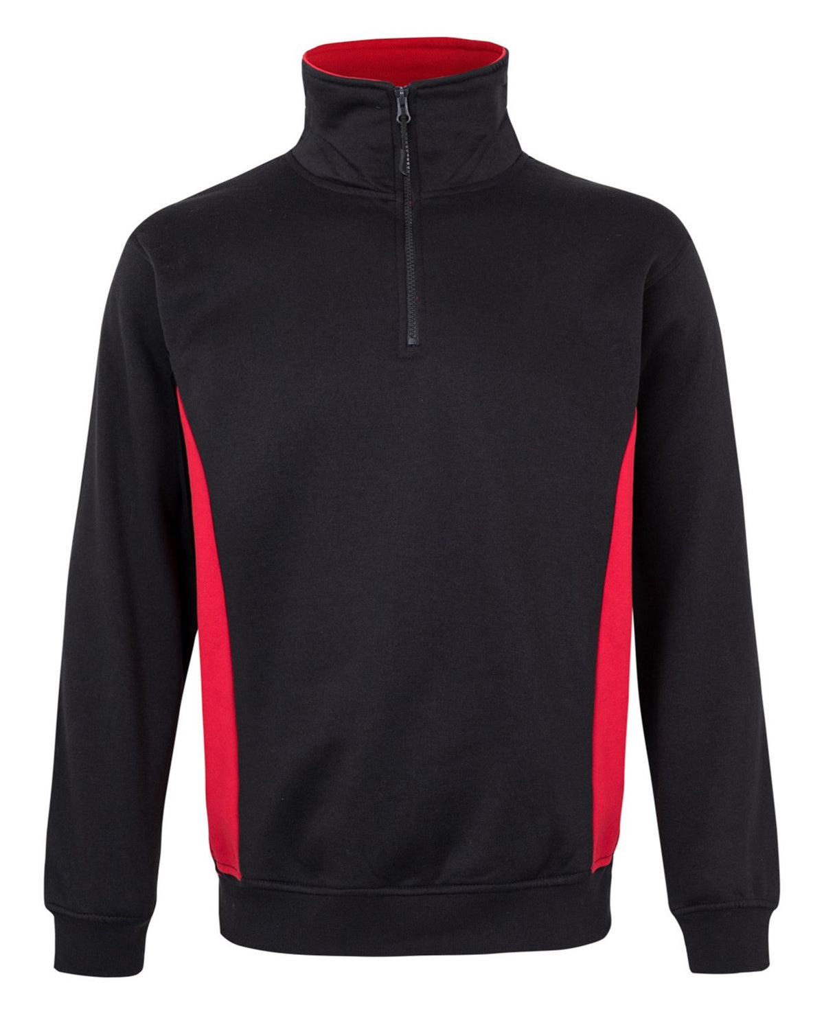 Sweat bicolore col zippé — coloris Black / Red #Couleur_Black-/-Red