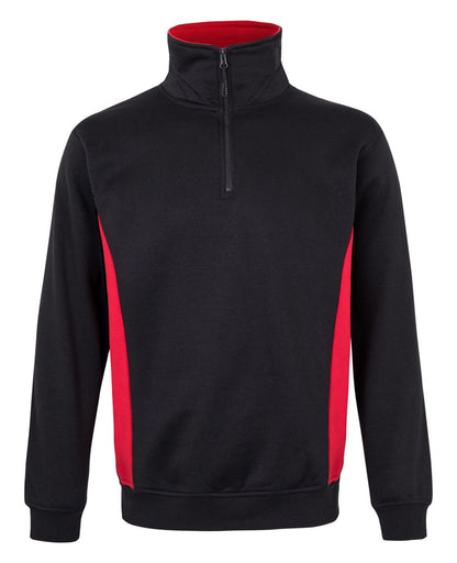 Sweat bicolore col zippé — coloris Black / Red #Couleur_Black-/-Red