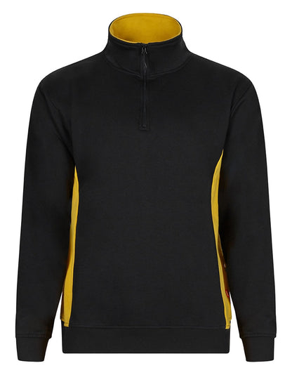 Sweat bicolore col zippé — coloris Black / Yellow #Couleur_Black-/-Yellow