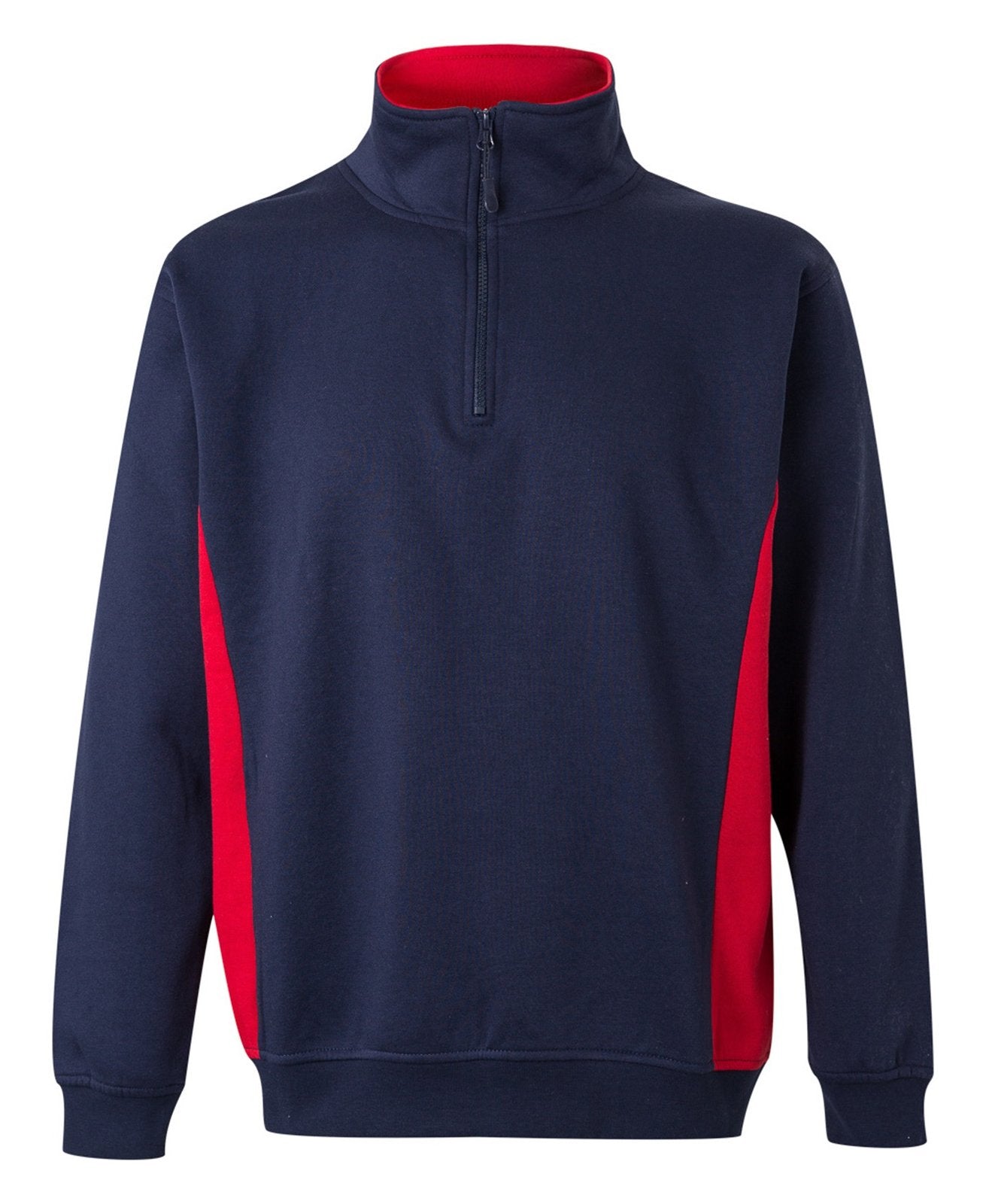 Sweat bicolore col zippé — coloris Navy / Red #Couleur_Navy-/-Red