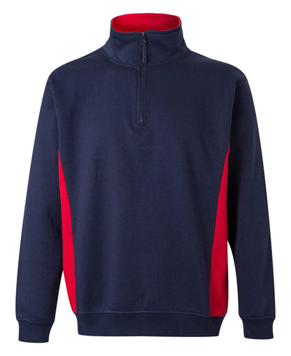 Sweat bicolore col zippé — coloris Navy / Red #Couleur_Navy-/-Red