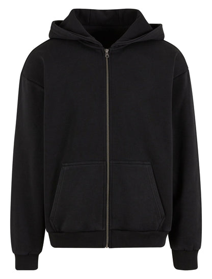 Sweat capuche zippé lourd délavé 360 g/m²  — coloris Black #Couleur_Black