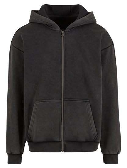 Sweat capuche zippé lourd délavé 360 g/m²  — coloris Magnet #Couleur_Magnet