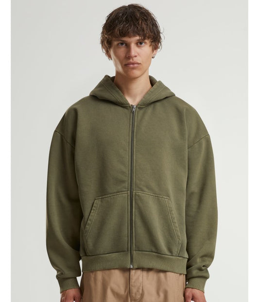 Sweat capuche zippé lourd délavé 360 g/m² 