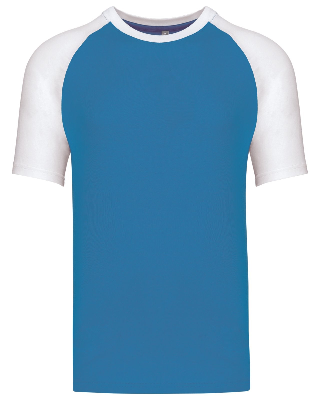 T-shirt bicolore manches courtes baseball — coloris Aqua Blue / White #Couleur_Aqua-Blue-/-White
