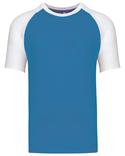T-shirt bicolore manches courtes baseball — coloris Aqua Blue / White #Couleur_Aqua-Blue-/-White