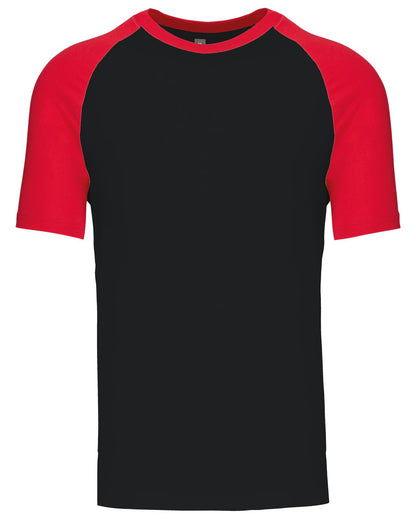 T-shirt bicolore manches courtes baseball — coloris Black / Red #Couleur_Black-/-Red