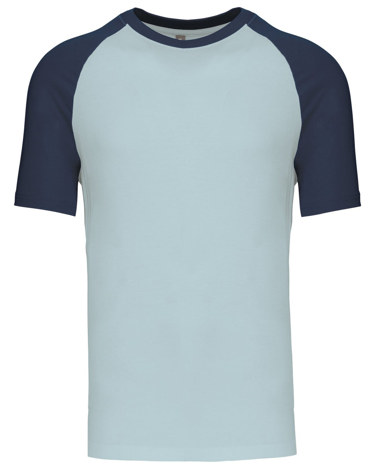 T-shirt bicolore manches courtes baseball — coloris Ice Blue / Denim #Couleur_Ice-Blue-/-Denim