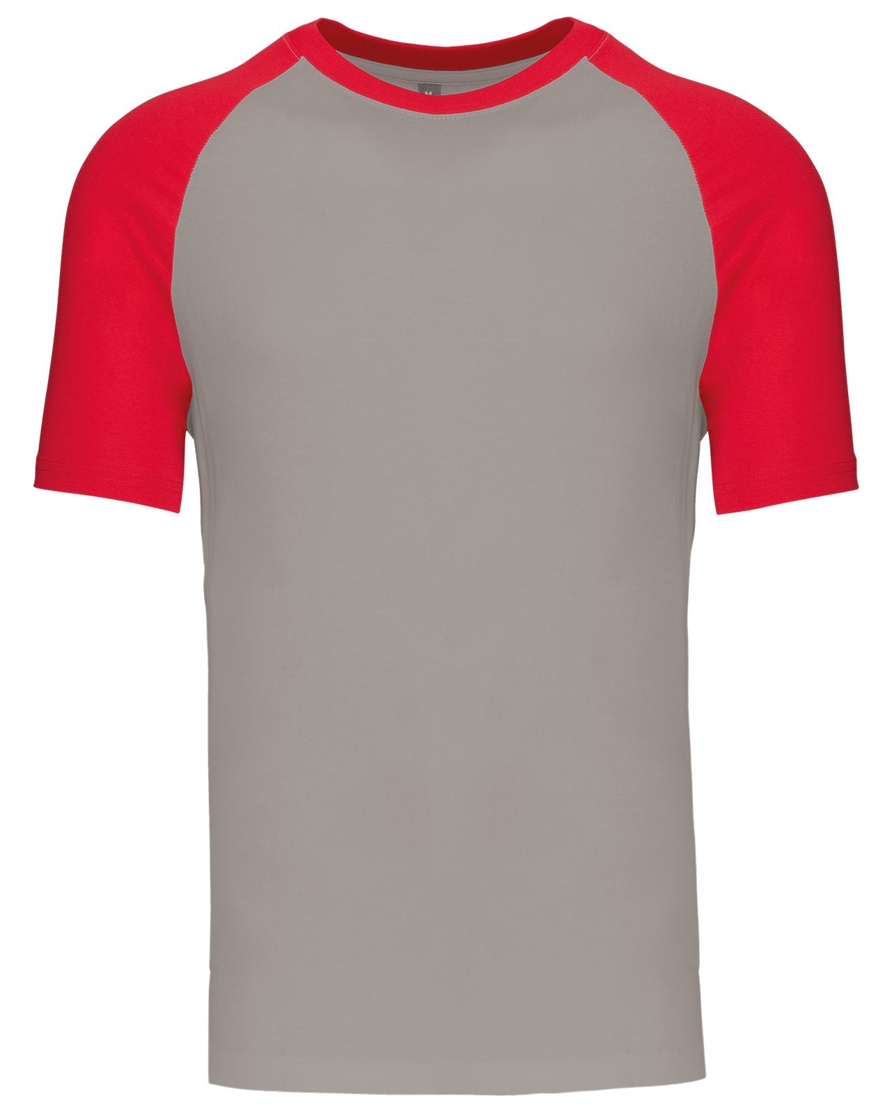 T-shirt bicolore manches courtes baseball — coloris Light Grey / Red #Couleur_Light-Grey-/-Red