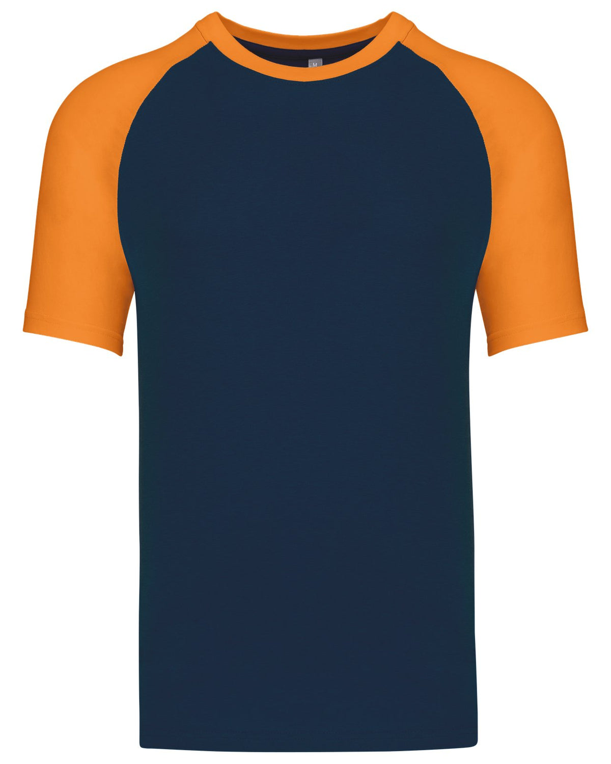 T-shirt bicolore manches courtes baseball — coloris Navy / Orange #Couleur_Navy-/-Orange