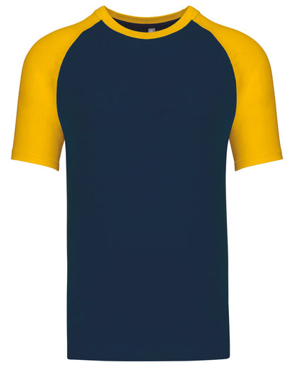 T-shirt bicolore manches courtes baseball — coloris Navy / Yellow #Couleur_Navy-/-Yellow