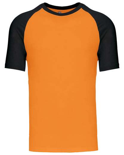 T-shirt bicolore manches courtes baseball — coloris Orange / Black #Couleur_Orange-/-Black