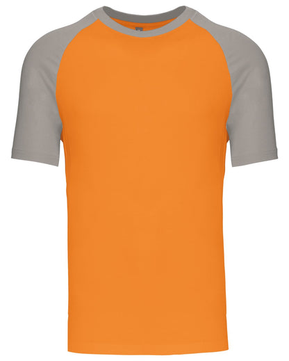 T-shirt bicolore manches courtes baseball — coloris Orange / Light Grey #Couleur_Orange-/-Light-Grey