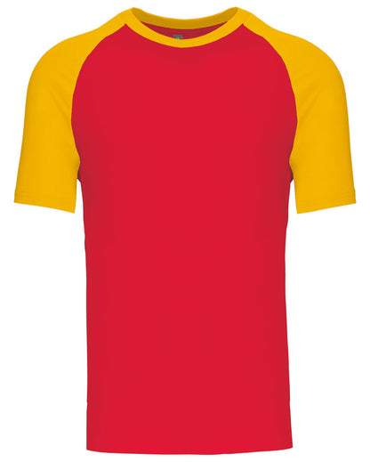 T-shirt bicolore manches courtes baseball — coloris Red / Yellow #Couleur_Red-/-Yellow