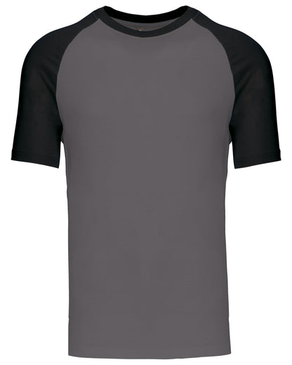 T-shirt bicolore manches courtes baseball — coloris Slate Grey / Black #Couleur_Slate-Grey-/-Black