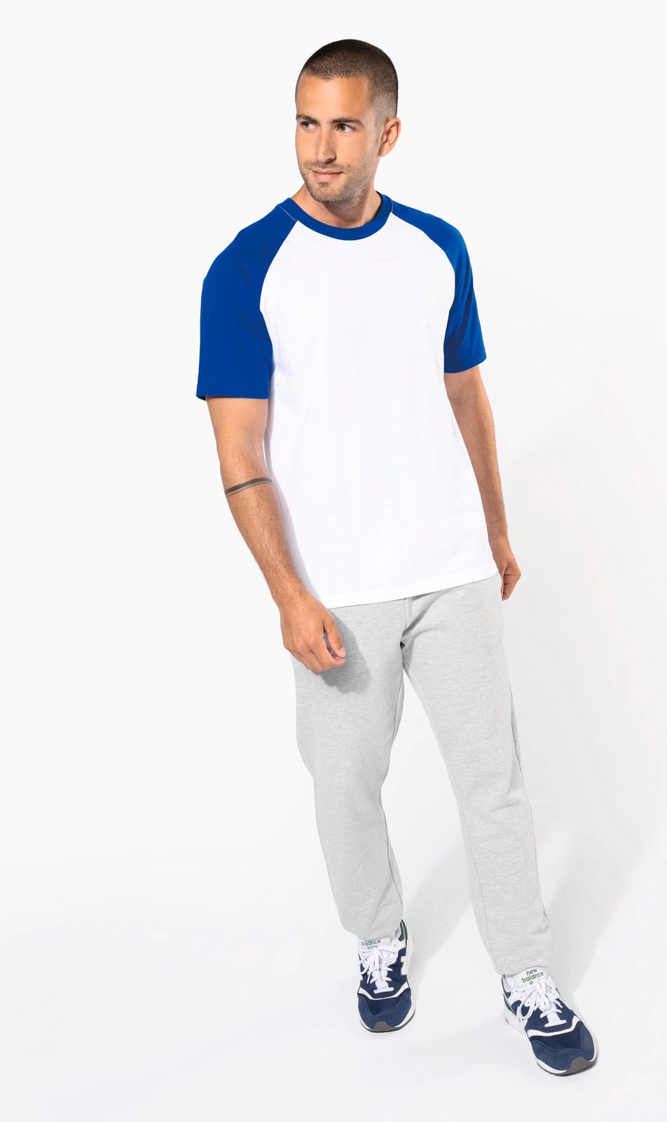 T-shirt bicolore manches courtes baseball