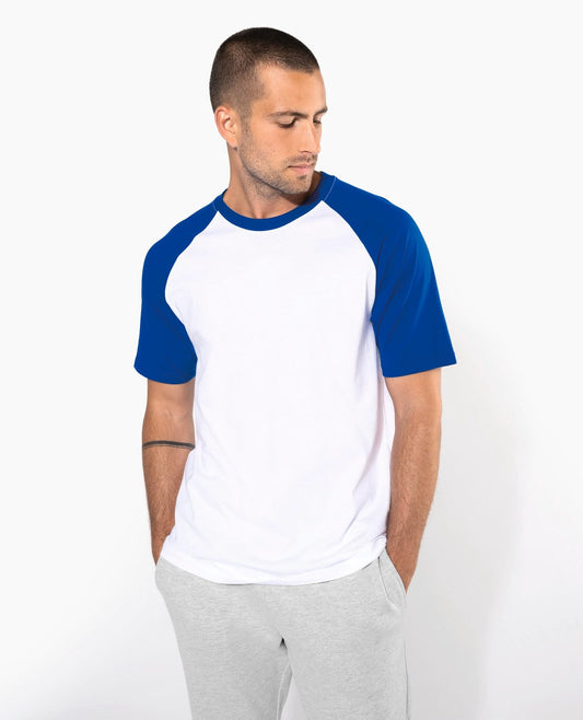 T-shirt bicolore manches courtes baseball