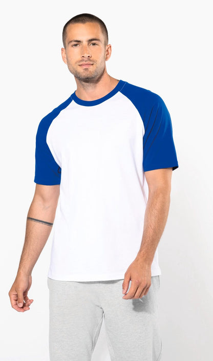 T-shirt bicolore manches courtes baseball