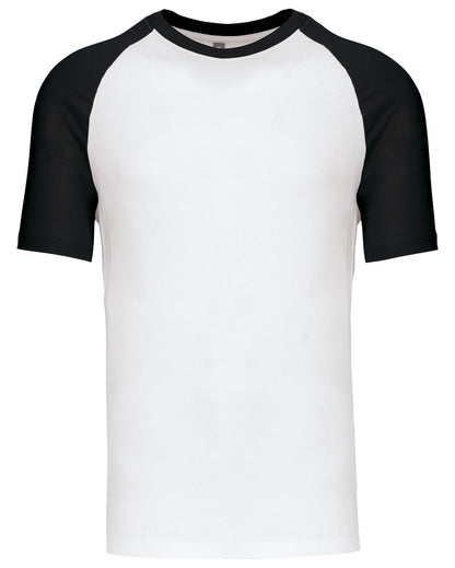 T-shirt bicolore manches courtes baseball — coloris White / Black #Couleur_White-/-Black