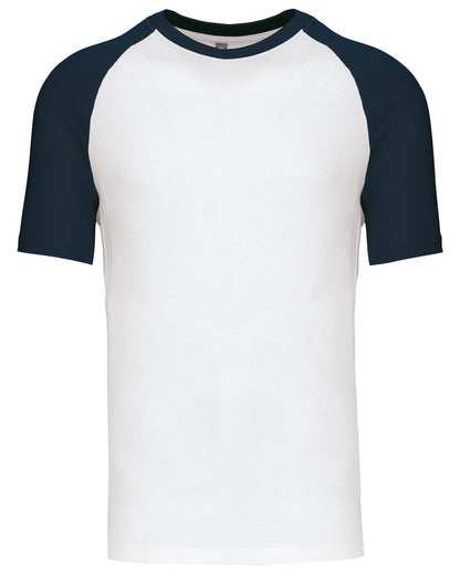 T-shirt bicolore manches courtes baseball — coloris White / Navy #Couleur_White-/-Navy