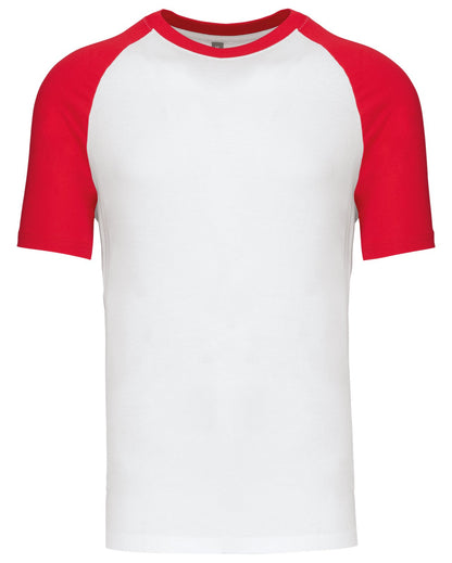 T-shirt bicolore manches courtes baseball — coloris White / Red #Couleur_White-/-Red