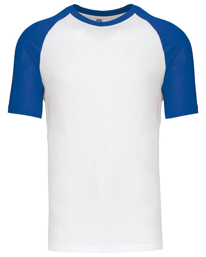 T-shirt bicolore manches courtes baseball — coloris White / Royal Blue #Couleur_White-/-Royal-Blue