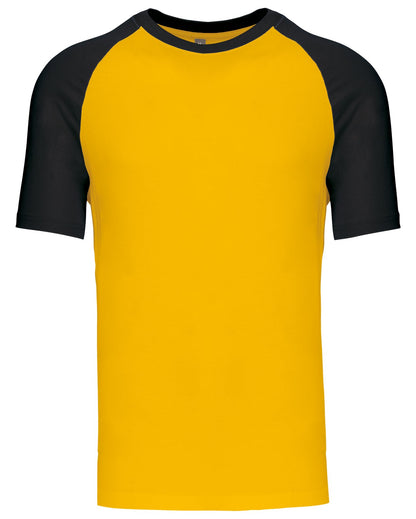 T-shirt bicolore manches courtes baseball — coloris Yellow / Black #Couleur_Yellow-/-Black