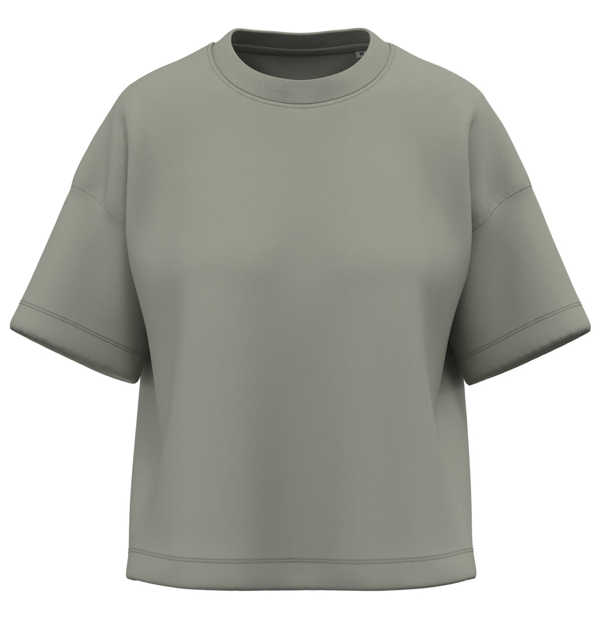 T-shirt écoresponsable boxy à épaules tombantes femme — coloris Almond Green #Couleur_Almond-Green