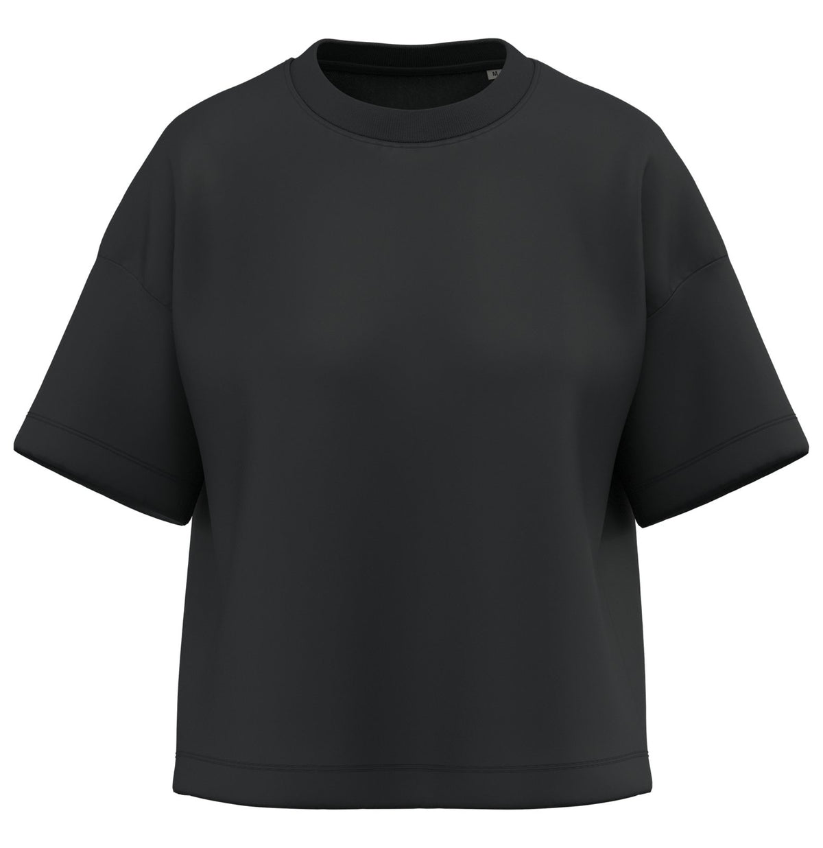 T-shirt écoresponsable boxy à épaules tombantes femme — coloris Noir #Couleur_Noir