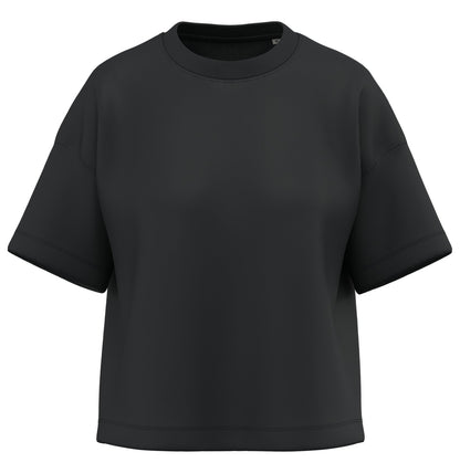 T-shirt écoresponsable boxy à épaules tombantes femme — coloris Noir #Couleur_Noir