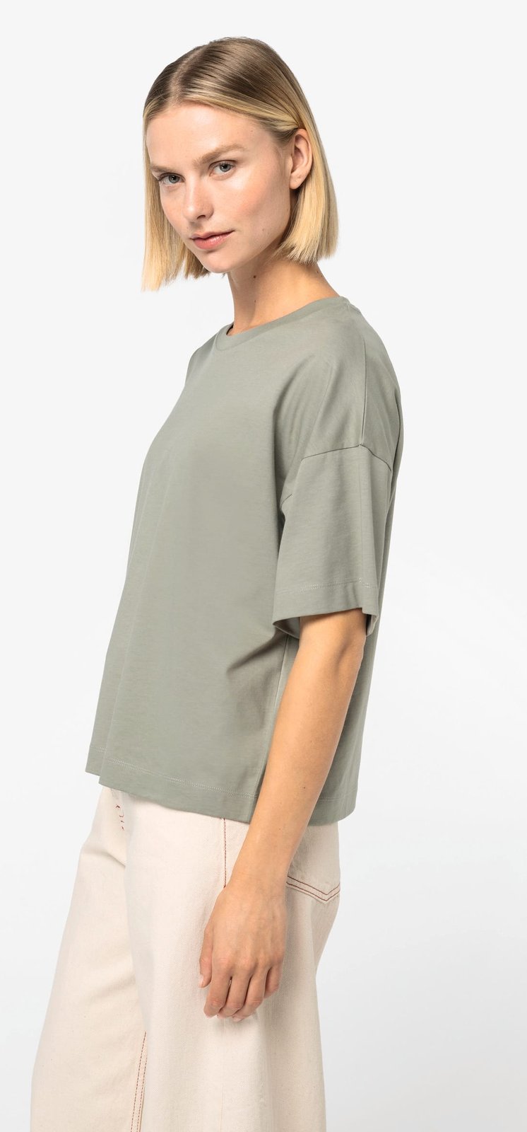 T-shirt écoresponsable boxy à épaules tombantes femme
