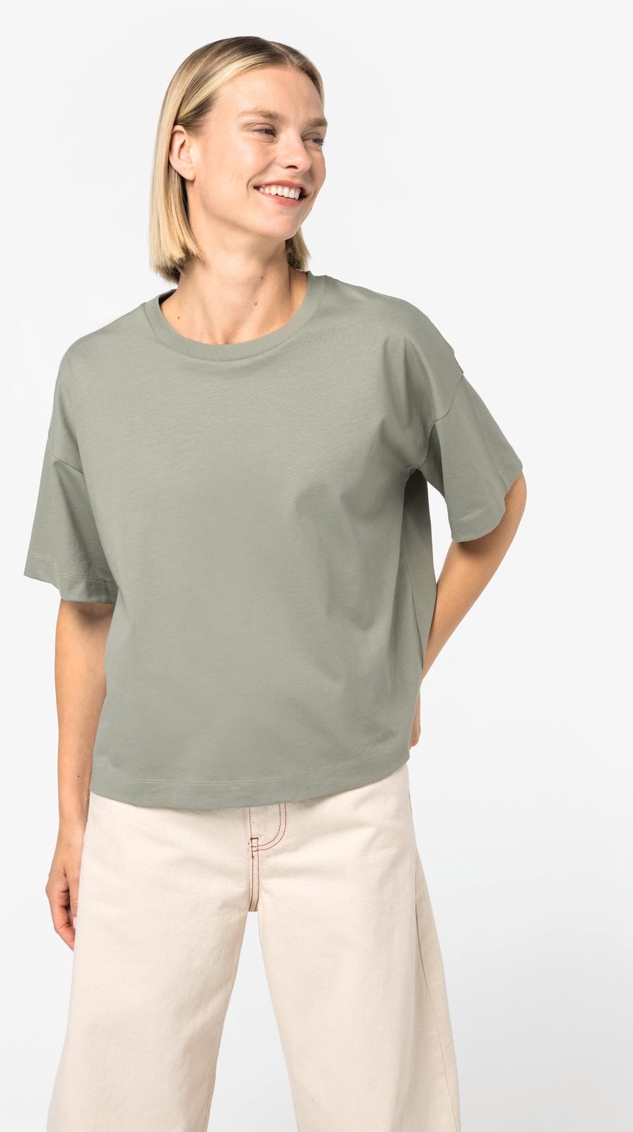 T-shirt écoresponsable boxy à épaules tombantes femme