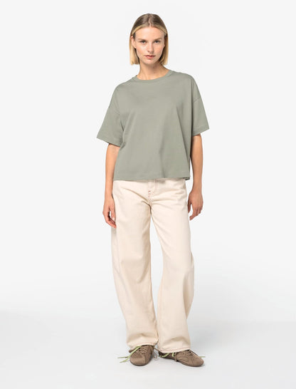T-shirt écoresponsable boxy à épaules tombantes femme
