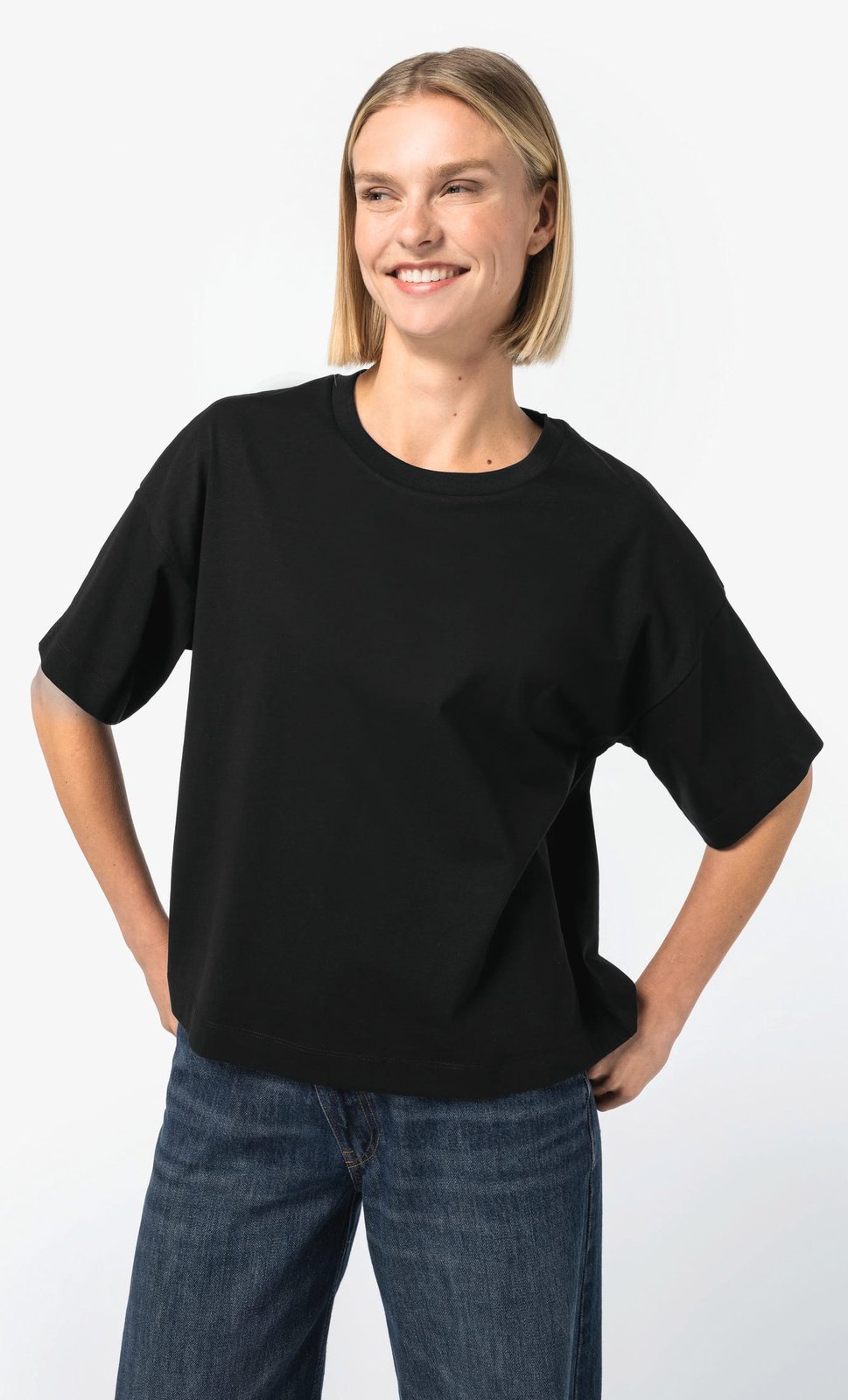 T-shirt écoresponsable boxy à épaules tombantes femme