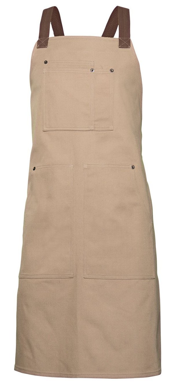 Tablier à bavette canva — coloris Beige / Brown #Couleur_Beige-/-Brown