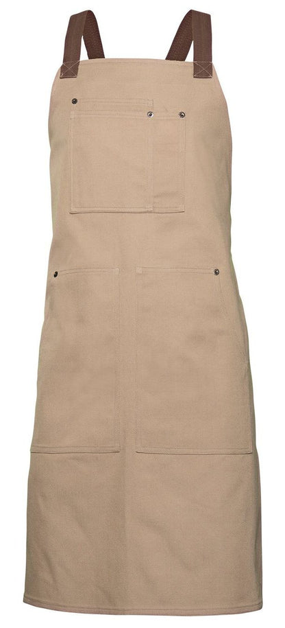 Tablier à bavette canva — coloris Beige / Brown #Couleur_Beige-/-Brown