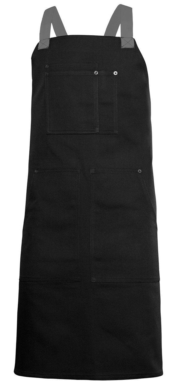 Tablier à bavette canva — coloris Black / Grey #Couleur_Black-/-Grey
