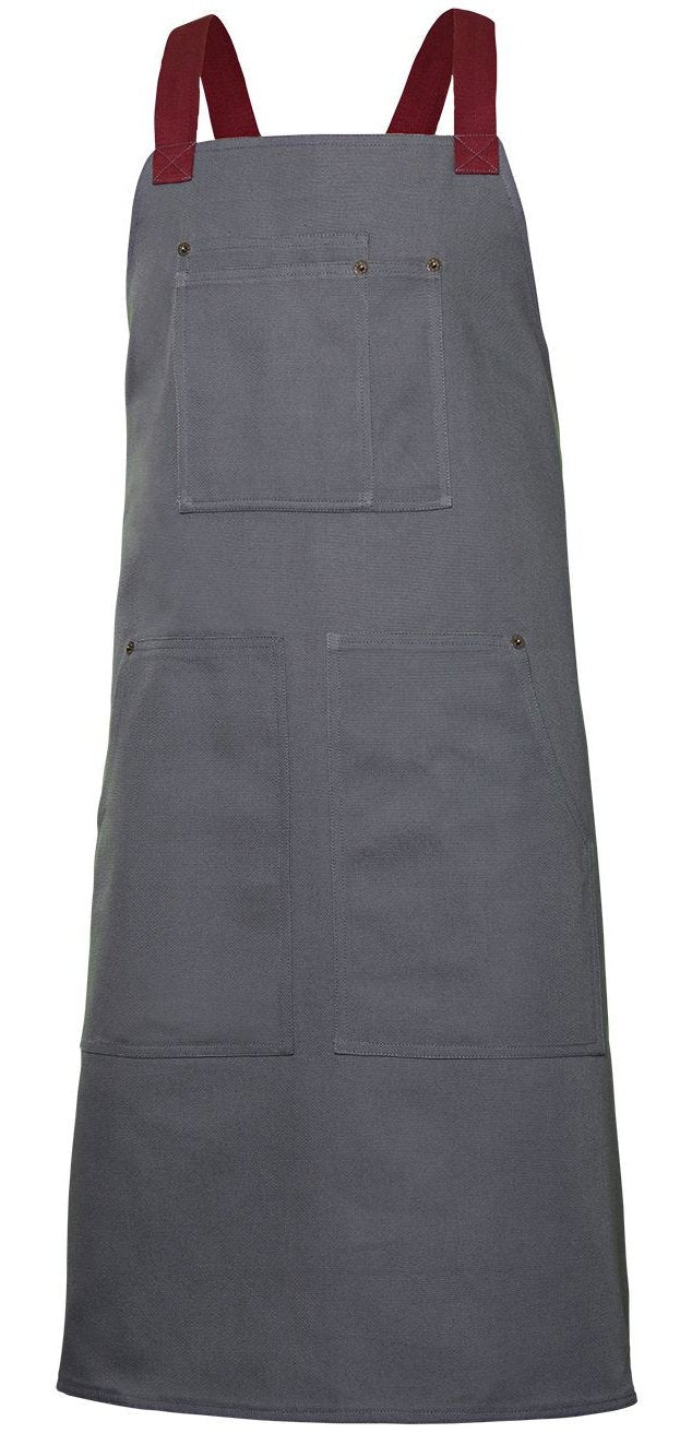 Tablier à bavette canva — coloris Grey / Burgundy #Couleur_Grey-/-Burgundy
