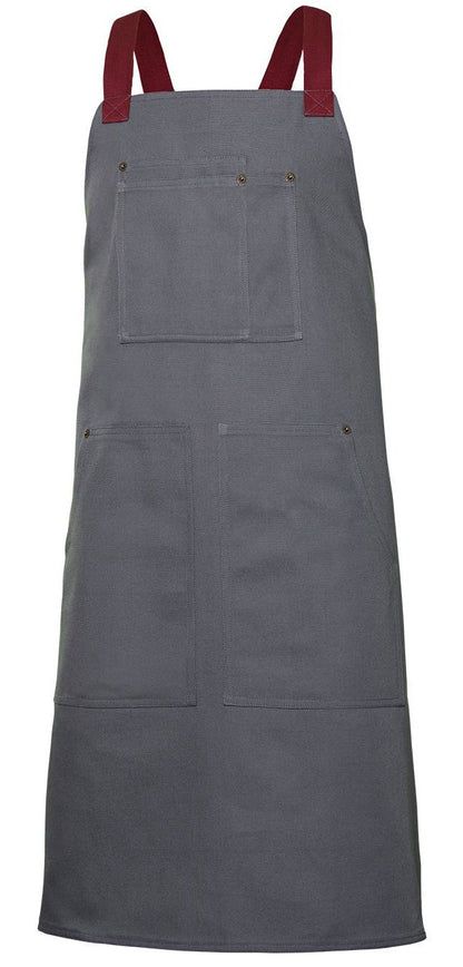 Tablier à bavette canva — coloris Grey / Burgundy #Couleur_Grey-/-Burgundy