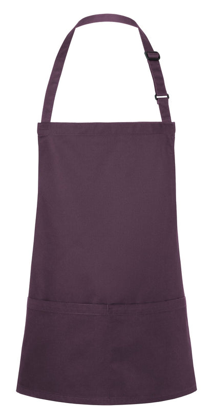 Tablier à bavette court avec boucle et poche — coloris Aubergine #Couleur_Aubergine