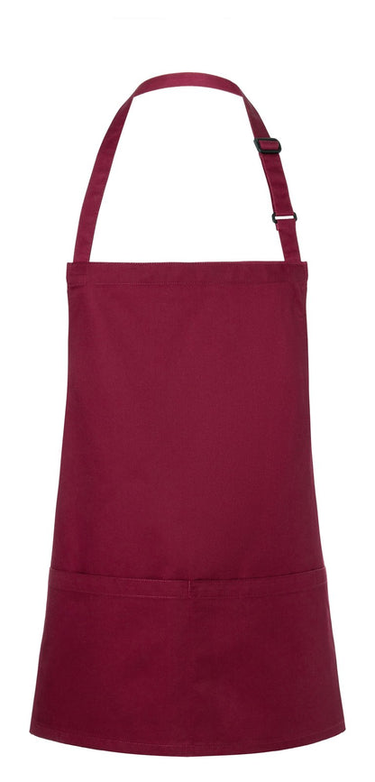 Tablier à bavette court avec boucle et poche — coloris Bordeaux #Couleur_Bordeaux