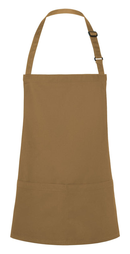 Tablier à bavette court avec boucle et poche — coloris Camel #Couleur_Camel