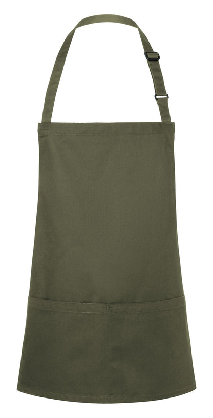 Tablier à bavette court avec boucle et poche — coloris Moss Green #Couleur_Moss-Green